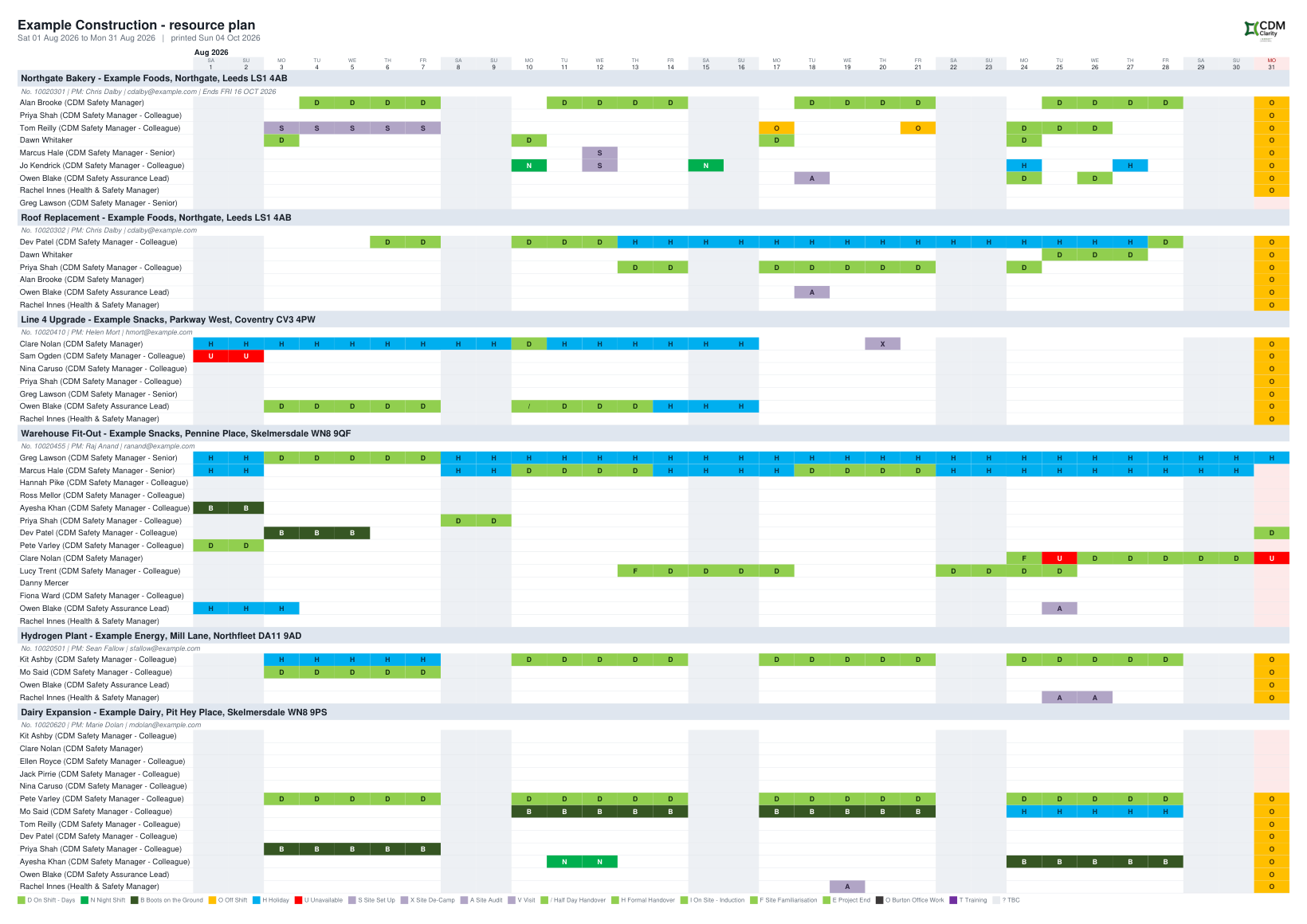 The PDF export: a month on one A3 sheet